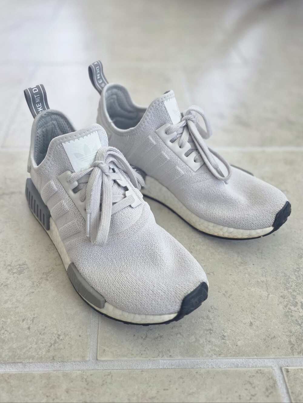 Adidas NMD R1 Light Grey Knit Sneakers